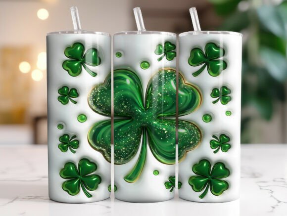 3D Clover St Patrick's Day Tumbler Wrap Guide