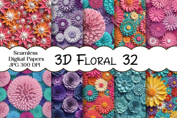 3D Floral Digital Paper Pack – Seamless: Elevate Your Creative Projects with Depth and Elegance