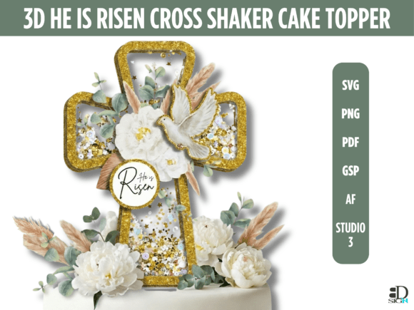 3D He Is Risen Cross Shaker Topper Guide