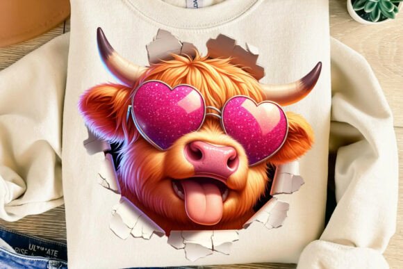 3D Highland Cow Hole in Wall PNG Guide