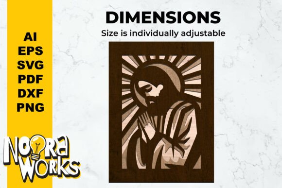 3D Jesus Christ Shadowbox Template SVG