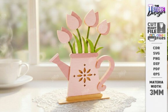 3D Layered Spring Flower Decor Laser Cut for Creative Projects