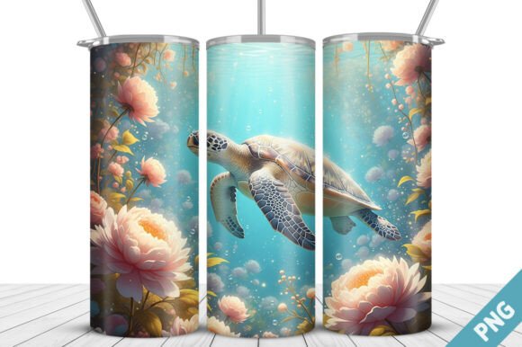 3D Sea Turtle Tumbler Wrap - 20oz Wrap: A Unique Design for Custom Drinkware