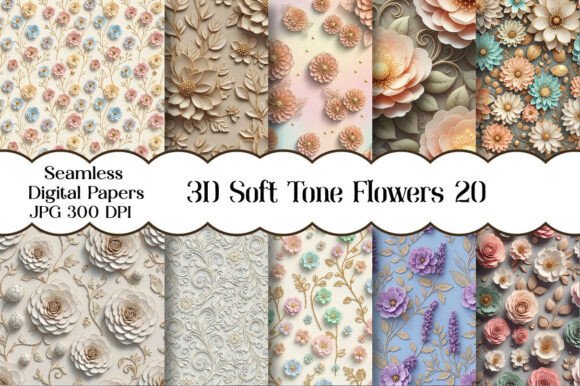 3D Soft Tone Flowers Seamless Patterns: A Creative Canvas for Every Project