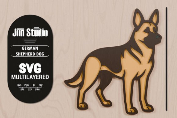 3D SVG German Shepherd Multilayered