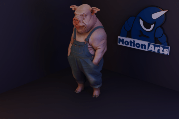 Bringing Character to Life: The Charm of Humanized Pig Cartoon Style for Easy 3D Printing