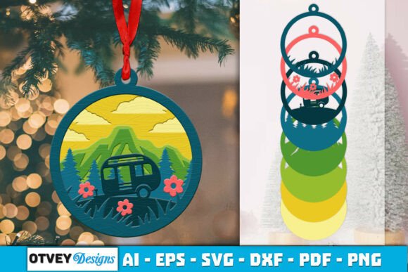 Camping 3D Ornament Layered