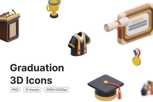 Elevating Academic Celebrations with Graduation 3D Icons