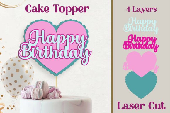 Elevating Celebration Design with the 3D Heart Birthday Cake Topper Layered