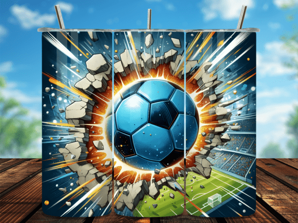 Evaluating the 3D Blue Soccer Stadium Break Tumbler Wrap for Custom Merchandise