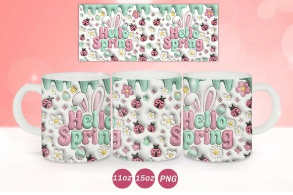 Evaluating the 3D Inflated Playful Easter Mug Wrap PNG for Seasonal Sublimation Projects