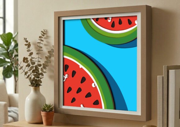 Fresh Watermelon Summer 3D Shadow Box: A Vibrant Addition to Modern Home Decor