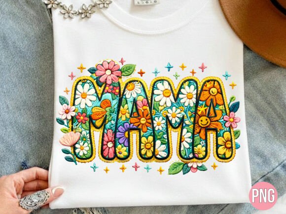 Mama Floral Embroidery 3D Effect PNG: A Strategic Design Asset for Creative Projects