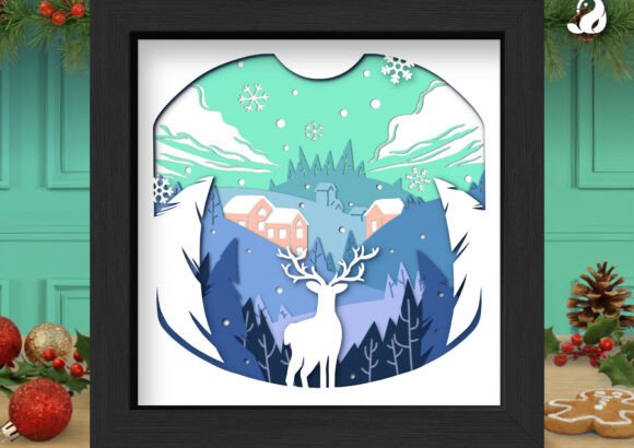 Snowy Winter Village 3D Shadowbox SVG Guide