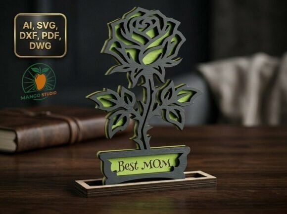 Tattoo Gothic Rose Best Mom 3D Design